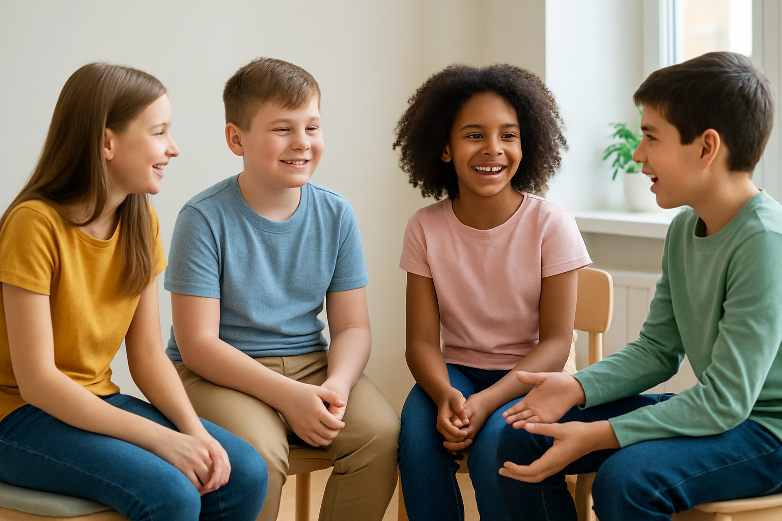 groupe d'enfant qui discutent